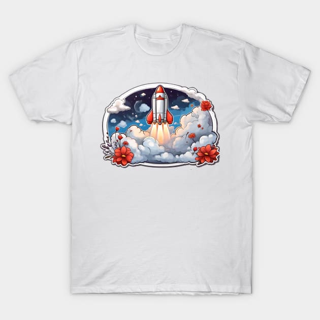 Cloudbound Rocketry: A Coloring Extravaganza (144) T-Shirt by WASjourney